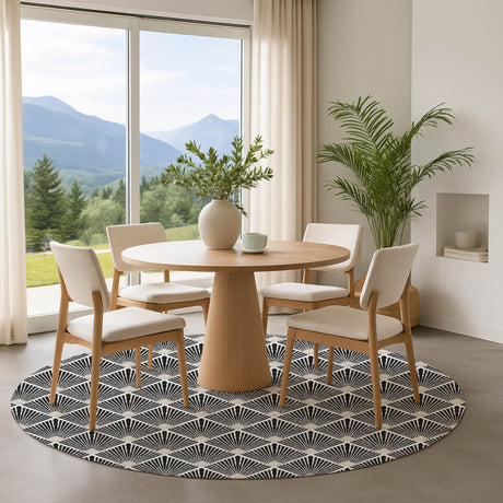Dalyn The Reserve TR9 Black Rug shown in a room