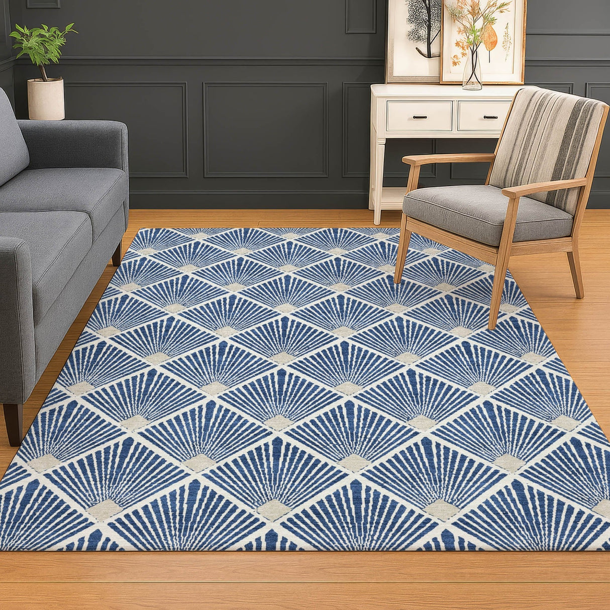 Dalyn The Reserve TR9 Navy Rug shown in a room