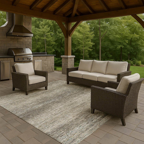 Dalyn Trevi TV1 Taupe Rug outdoor lifestyle image