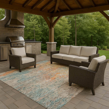 Dalyn Trevi TV13 Teal Rug outdoor lifestyle image