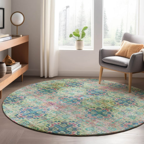 Dalyn Trevi TV16 Green Rug shown in a room