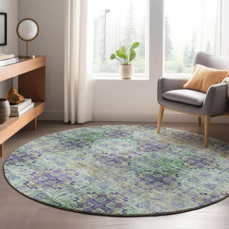 Dalyn Trevi TV16 Purple Rug shown in a room