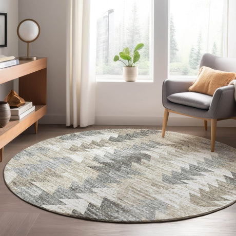 Dalyn Trevi TV20 Taupe Rug shown in a room
