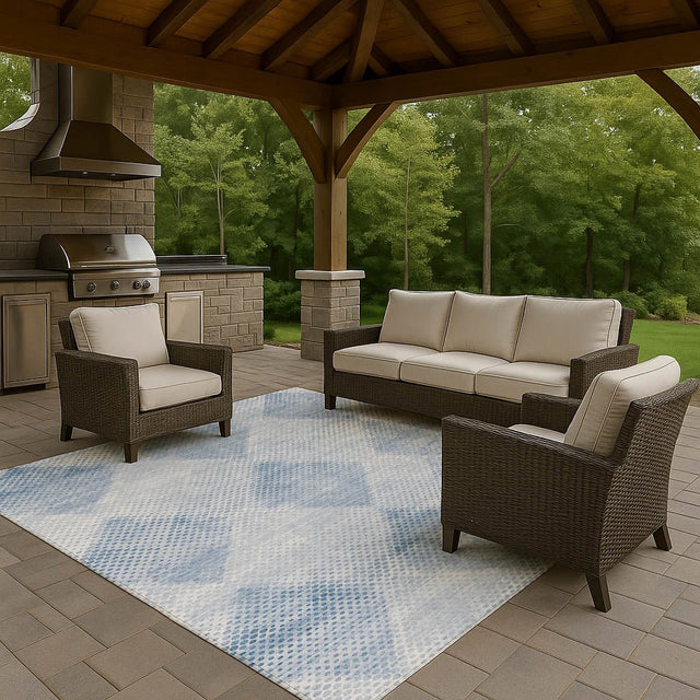 Dalyn Trevi TV4 Blue Rug outdoor lifestyle image