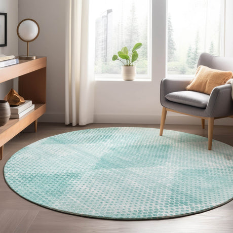 Dalyn Trevi TV4 Teal Rug shown in a room
