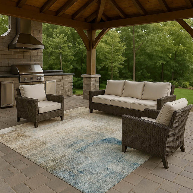 Dalyn Trevi TV5 Taupe Rug outdoor lifestyle image