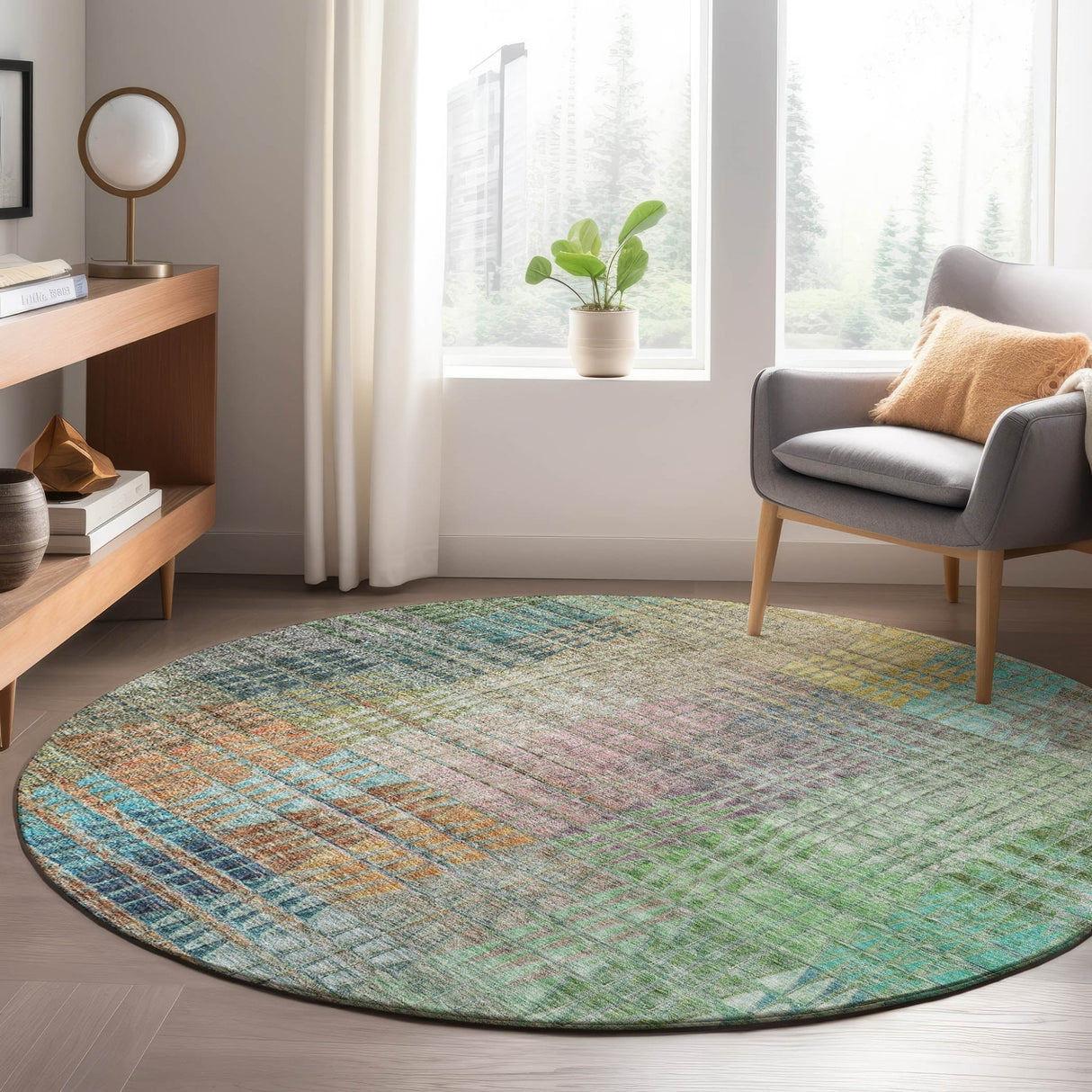 Dalyn Trevi TV6 Green Rug shown in a room