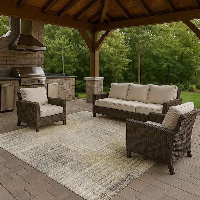 Dalyn Trevi TV6 Taupe Rug outdoor lifestyle image