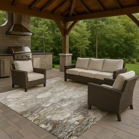 Dalyn Trevi TV7 Taupe Rug outdoor lifestyle image