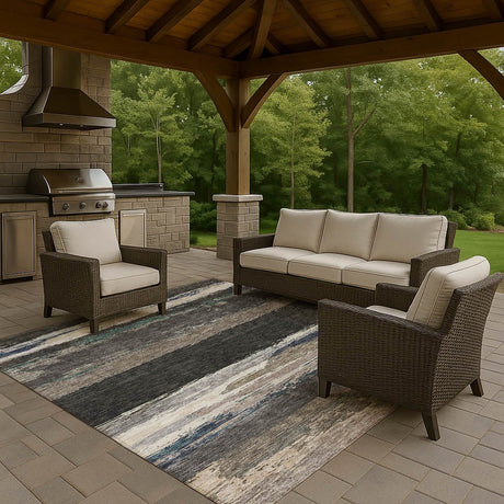 Dalyn Trevi TV8 Black Rug outdoor lifestyle image