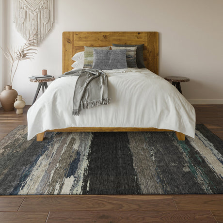 Dalyn Trevi TV8 Black Rug shown in a room
