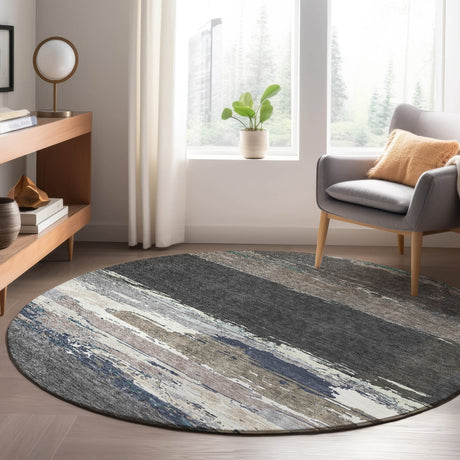 Dalyn Trevi TV8 Black Rug shown in a room