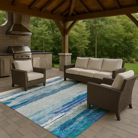 Dalyn Trevi TV8 Blue Rug outdoor lifestyle image