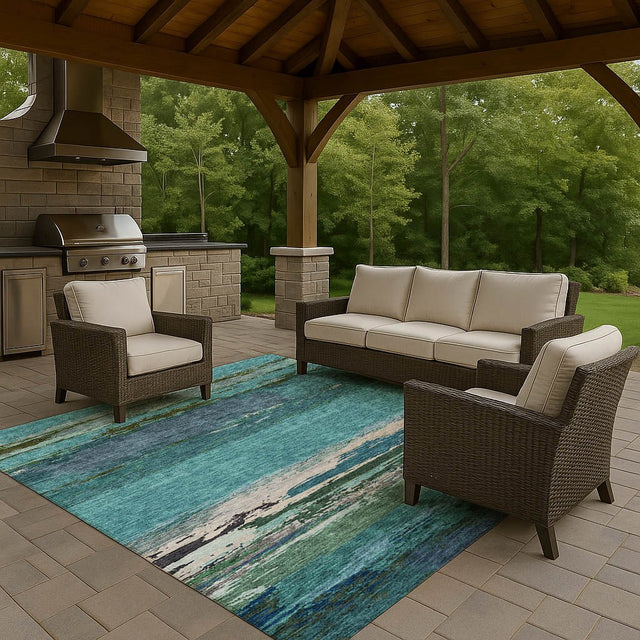 Dalyn Trevi TV8 Teal Rug outdoor lifestyle image
