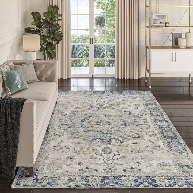 Dalyn Tuscany TU1 Silver Rug shown in a room