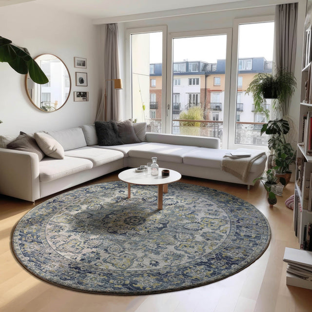 Dalyn Tuscany TU1 Silver Rug shown in a room