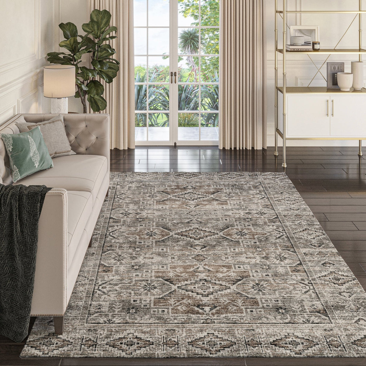 Dalyn Tuscany TU10 Gray Rug shown in a room