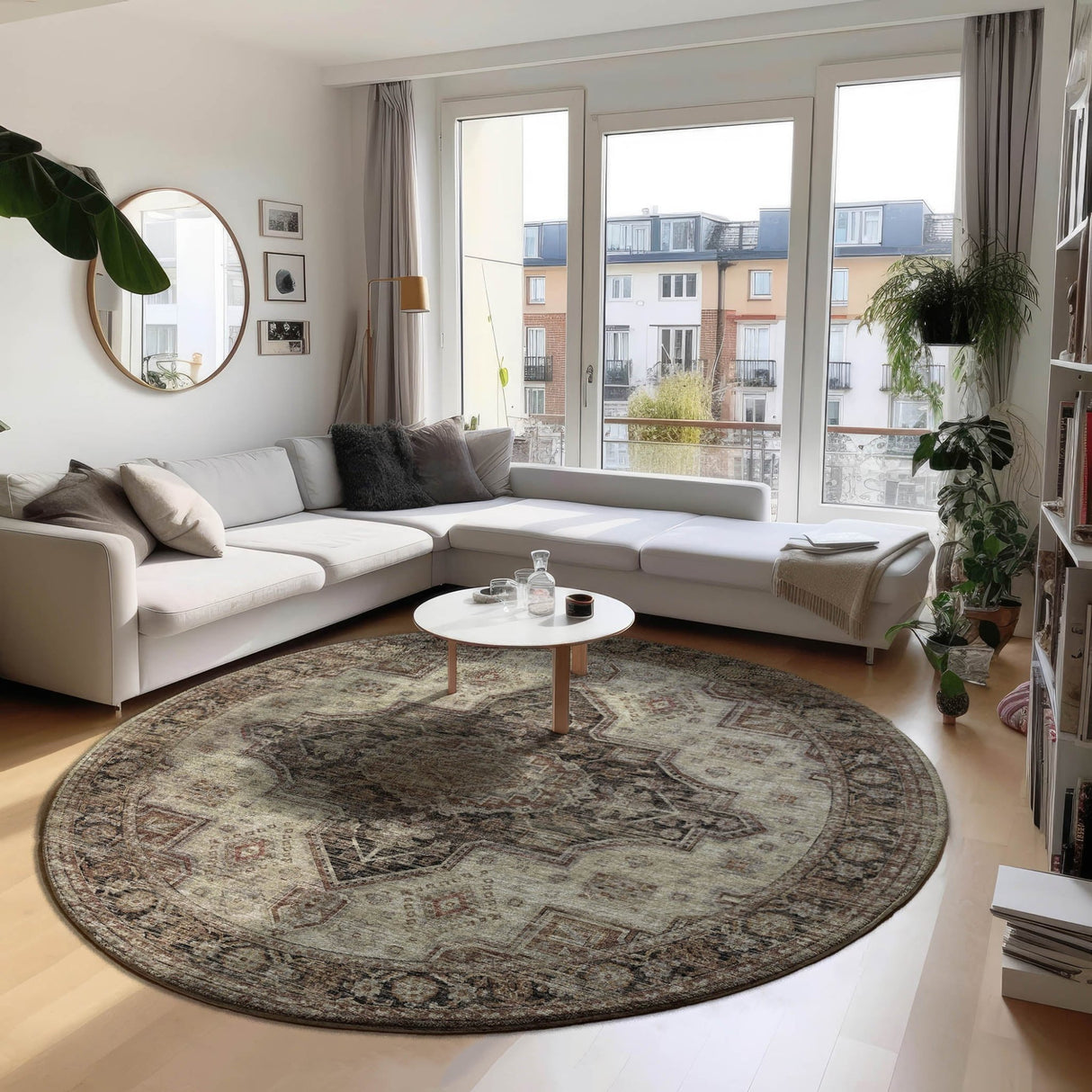 Dalyn Tuscany TU11 Beige Rug shown in a room