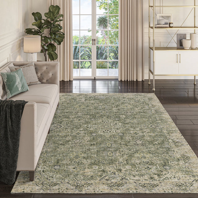 Dalyn Tuscany TU12 Green Rug shown in a room