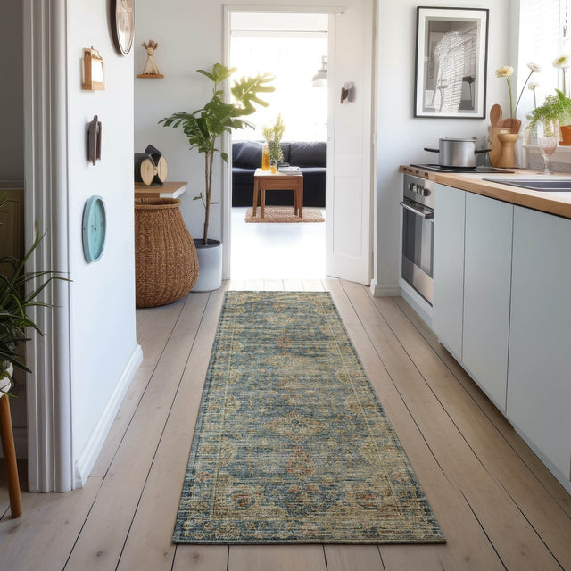 Dalyn Tuscany TU13 Teal Rug shown in a room