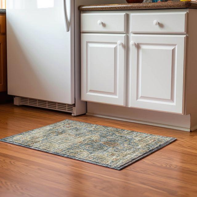 Dalyn Tuscany TU13 Teal Rug shown in a room