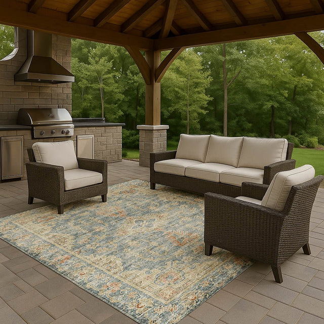 Dalyn Tuscany TU13 Teal Rug outdoor lifestyle image