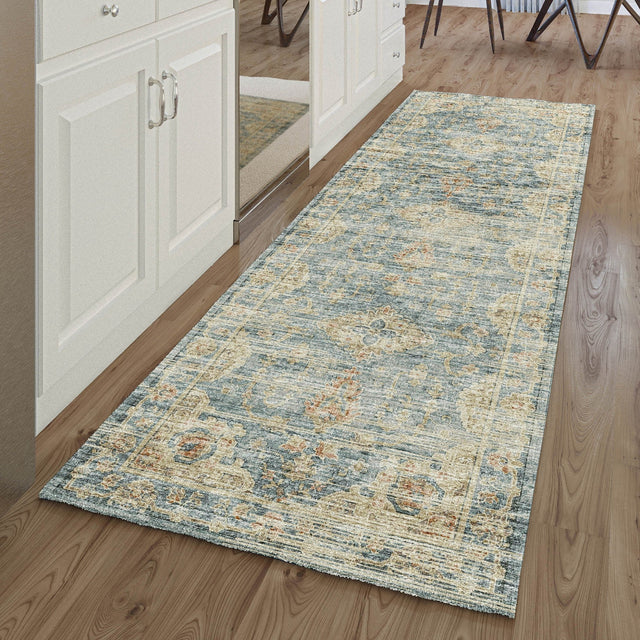 Dalyn Tuscany TU13 Teal Rug shown in a room
