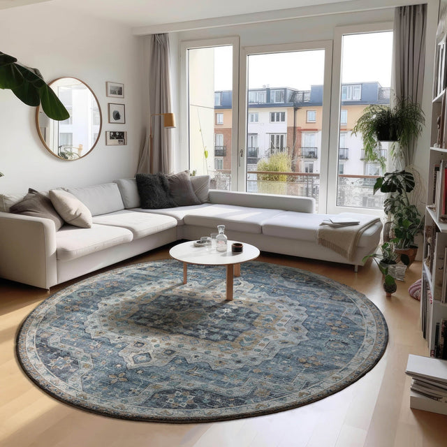 Dalyn Tuscany TU4 Blue Rug shown in a room