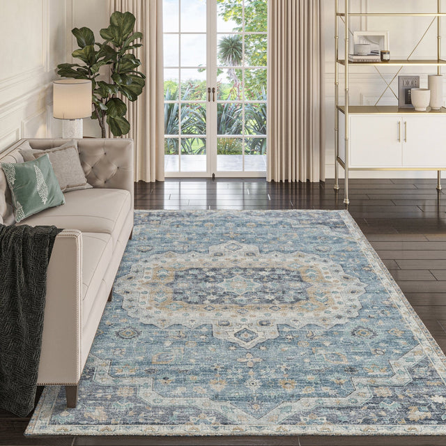Dalyn Tuscany TU4 Blue Rug shown in a room