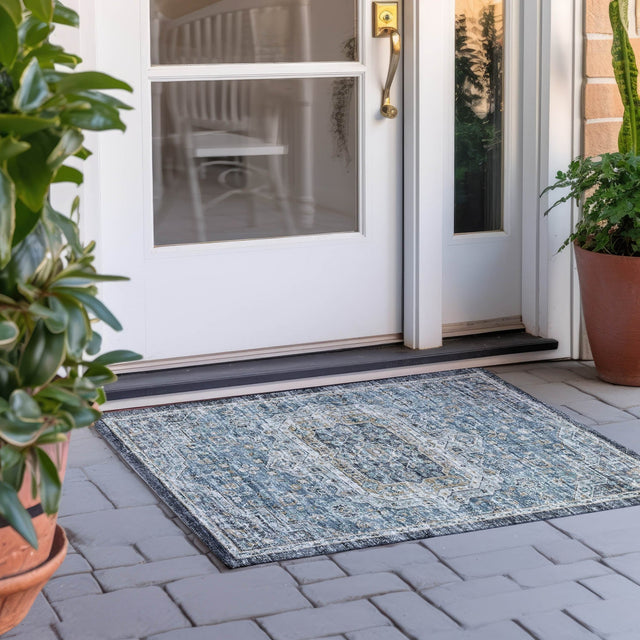 Dalyn Tuscany TU4 Blue Rug outdoor lifestyle image