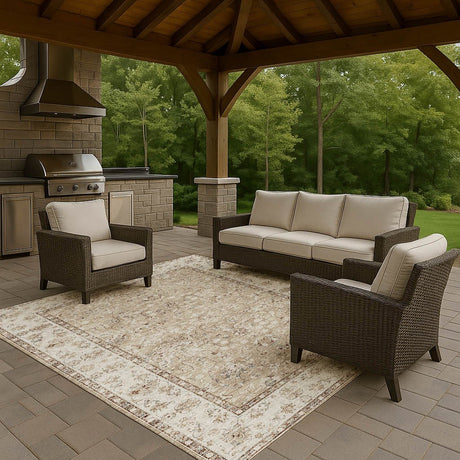 Dalyn Tuscany TU5 Taupe Rug outdoor lifestyle image
