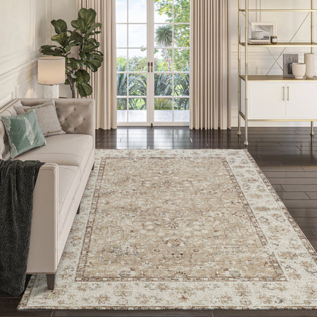 Dalyn Tuscany TU5 Taupe Rug shown in a room