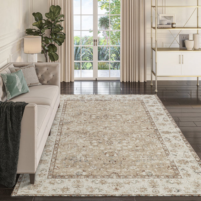 Dalyn Tuscany TU5 Taupe Rug shown in a room