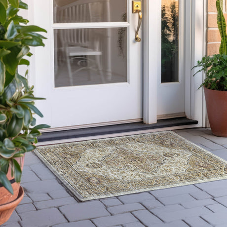 Dalyn Tuscany TU9 Gold Rug outdoor lifestyle image