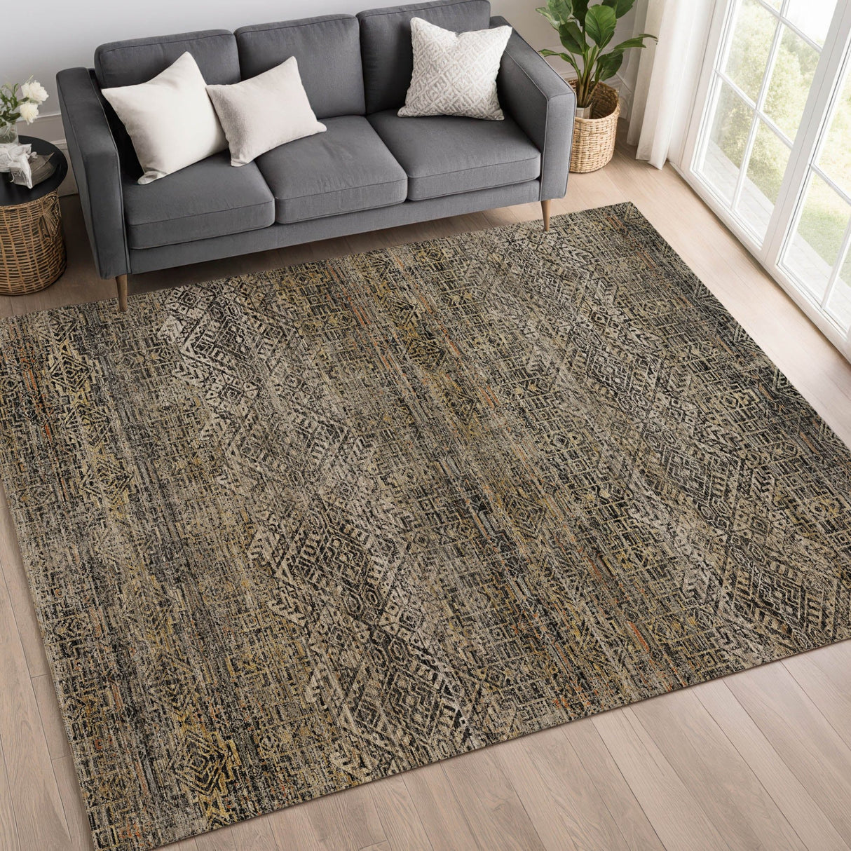 Dalyn Vico VC8 Black Rug shown in a room