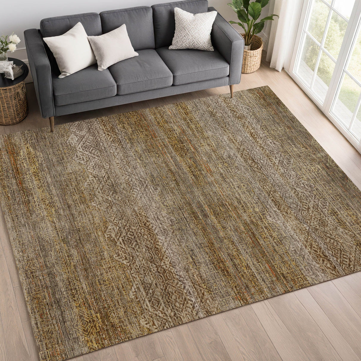 Dalyn Vico VC8 Taupe Rug shown in a room