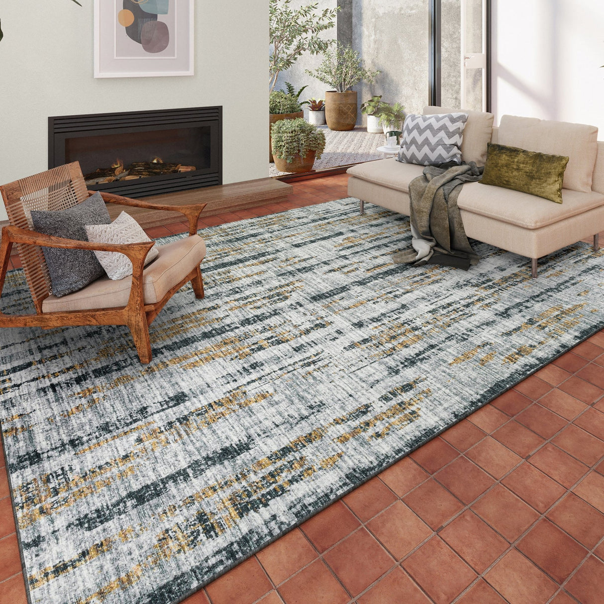 Dalyn Winslow WL6 Gray Rug shown in a room