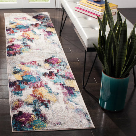 Safavieh Aria 2'-0" x 8'-0" Rug in Grey / Wine