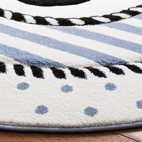 Safavieh Carousel Kids 100 5'-3" x 5'-3" Rug in Ivory / Navy