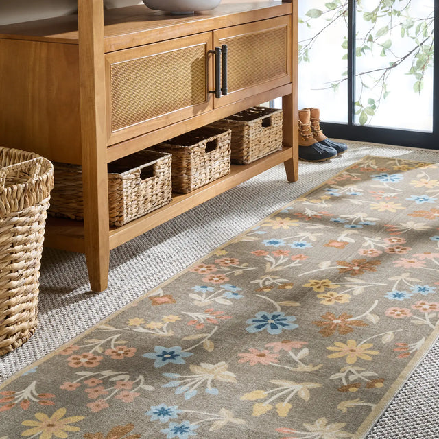 Safavieh Martha Stewart Washable 2'-6" x 8'-0" Rug in Dark Beige / Light Blue