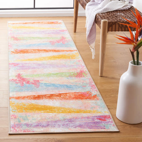 Safavieh Paint Brush 2'-2" x 8'-0" Rug in Pink / Blue