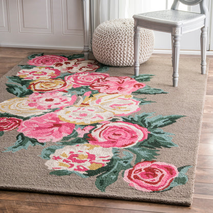 Nuloom Rose Bouquet Ahpe01A Light Brown Area Rug