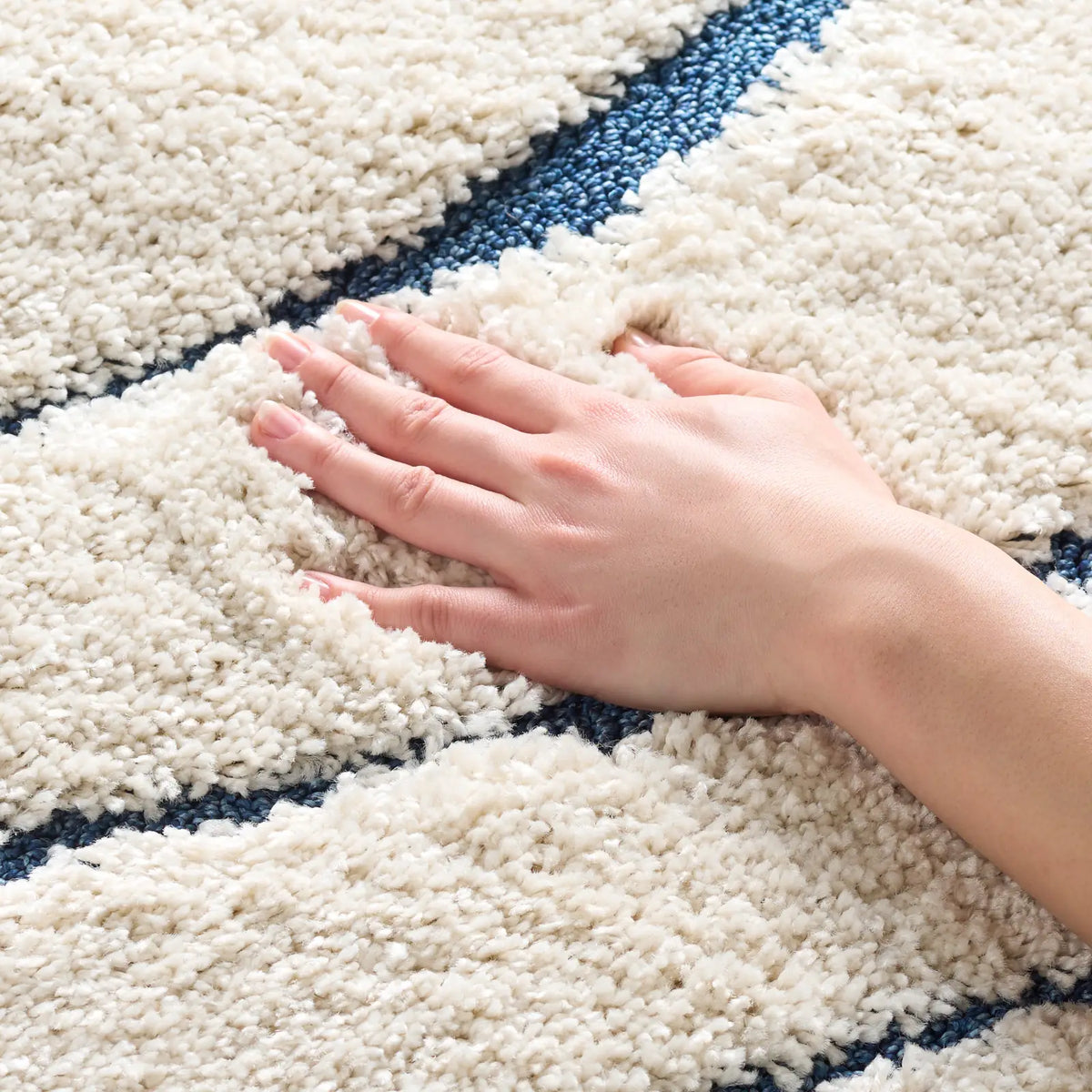 Safavieh Florida Shag 4'-0" x 6'-0" Rug in Cream / Blue