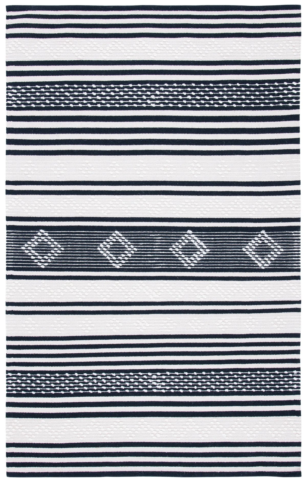 Safavieh Striped Kilim 4'-0" x 6'-0" Rug in Black / Ivory