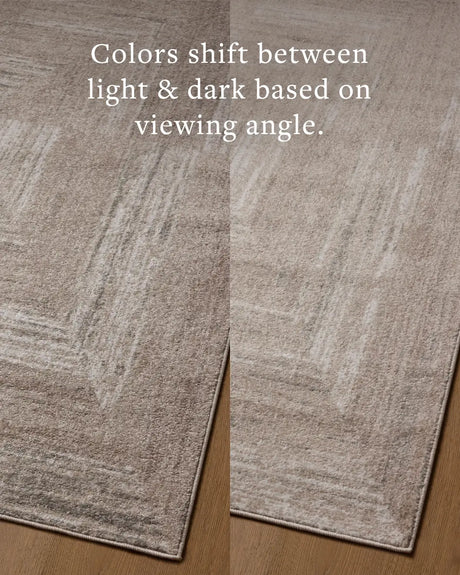 Loloi Lune LUN-01 Natural / Stone Rug - angled corner on wood