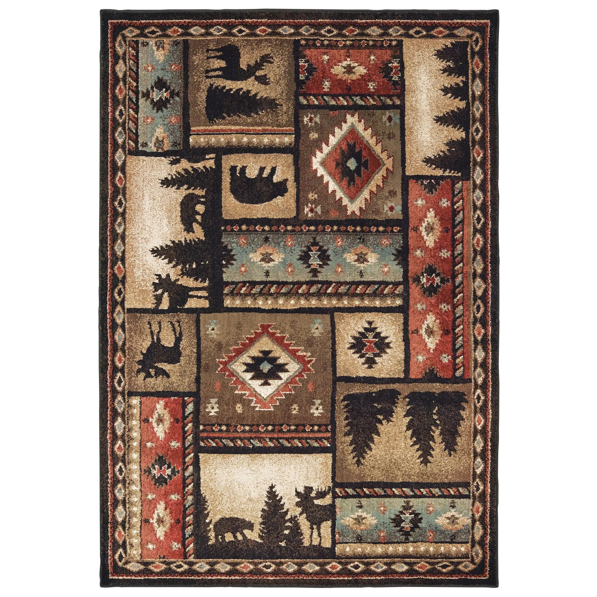 Oriental Weavers Sphinx Woodlands 1041C Black / Multi Rugs - main flat