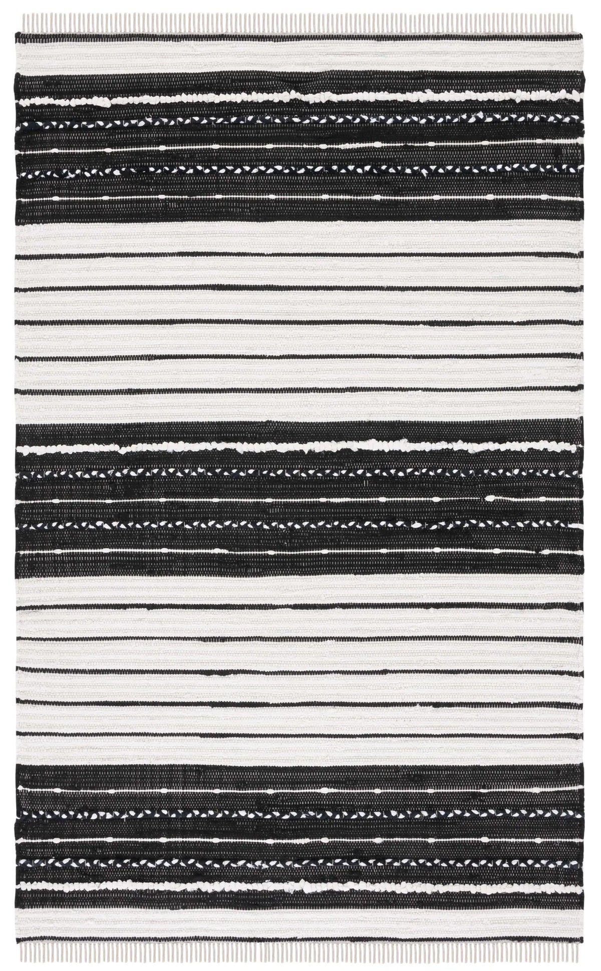 Safavieh Striped Kilim 4'-0" x 6'-0" Rug in Black / Ivory