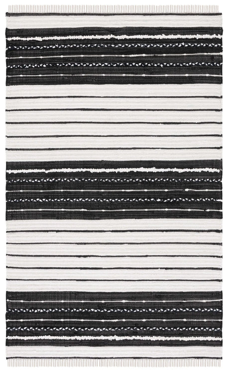 Safavieh Striped Kilim 4'-0" x 6'-0" Rug in Black / Ivory