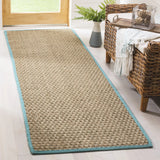 Safavieh Natural Fiber 2'-6" x 10'-0" Rug in Natural / Teal