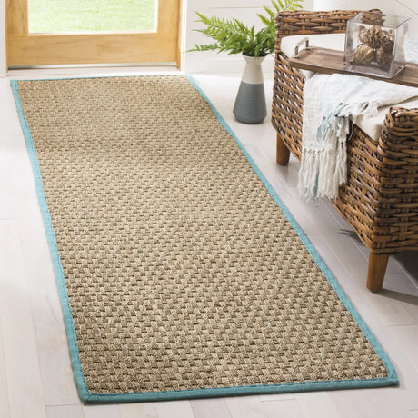 Safavieh Natural Fiber 2'-6" x 10'-0" Rug in Natural / Teal